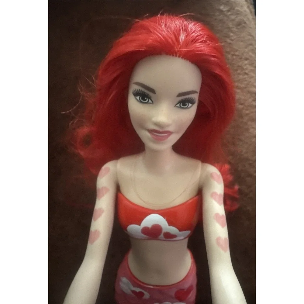 Barbie 2011 Color Reveal Mermaid Tattooed Red Hearts 12in doll 5in tail Mattel